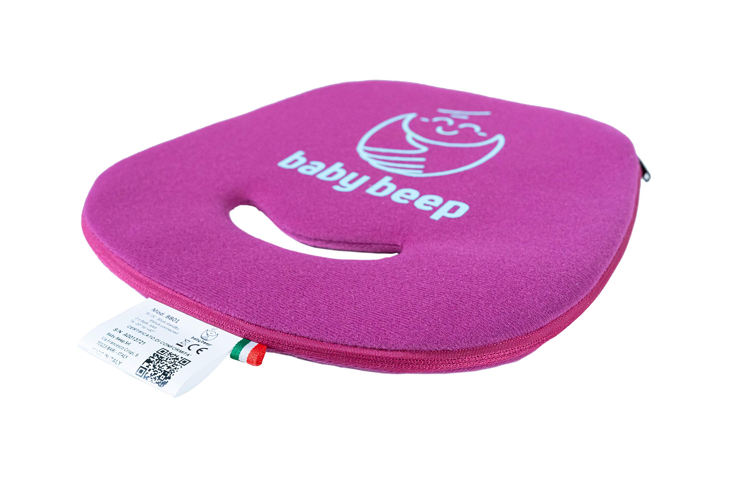 Baby Beep Bbrc1 Cuscino Bluetooth Anti Abbandono Universale per Seggiolini Auto, Rosso (Ciliegia)