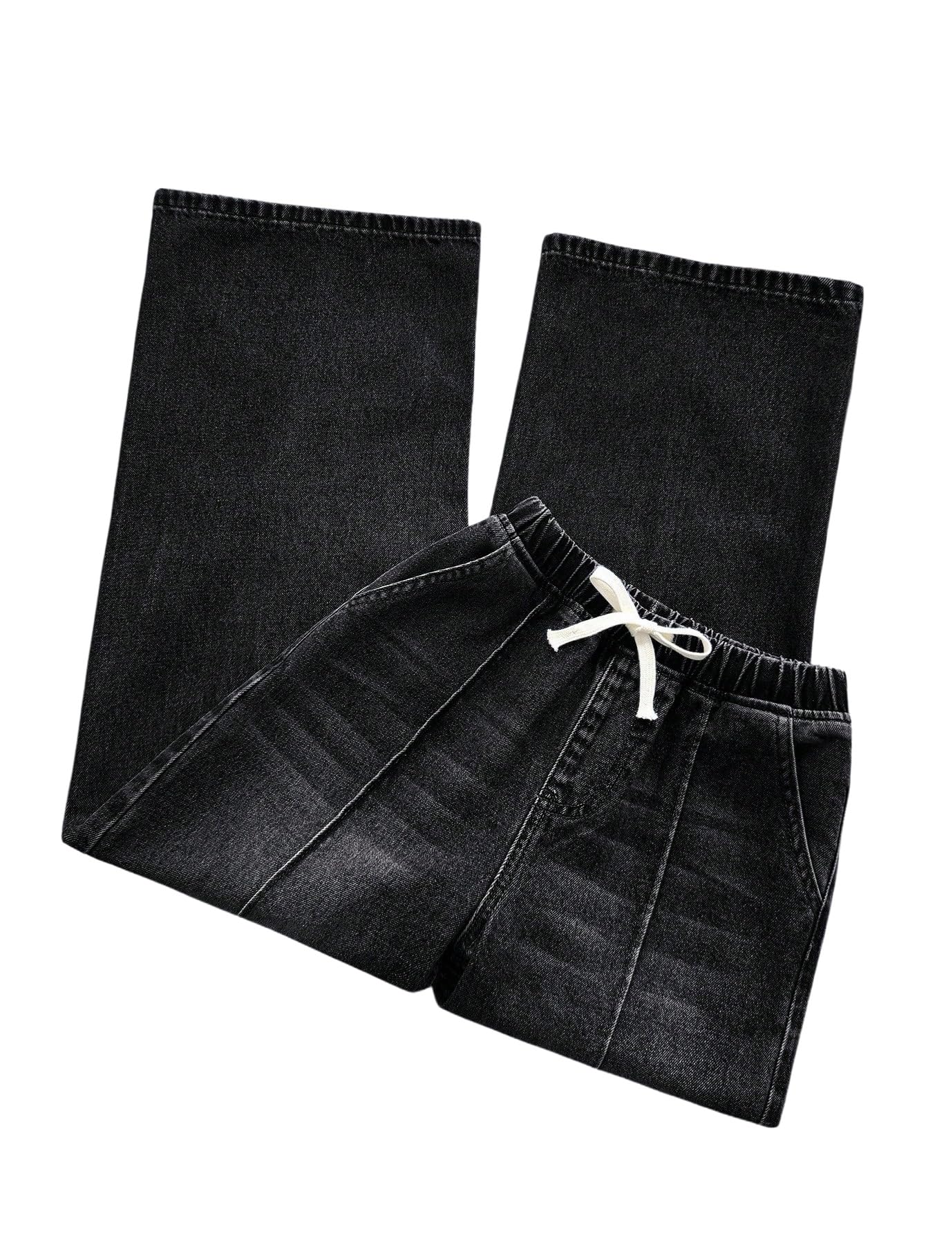 SOLY HUX Mädchen Jeans Hosen Casual Jeanshose Elastischer Bund Denimhose mit Tasche Weites Bein Freizeithosen Casual Outfits