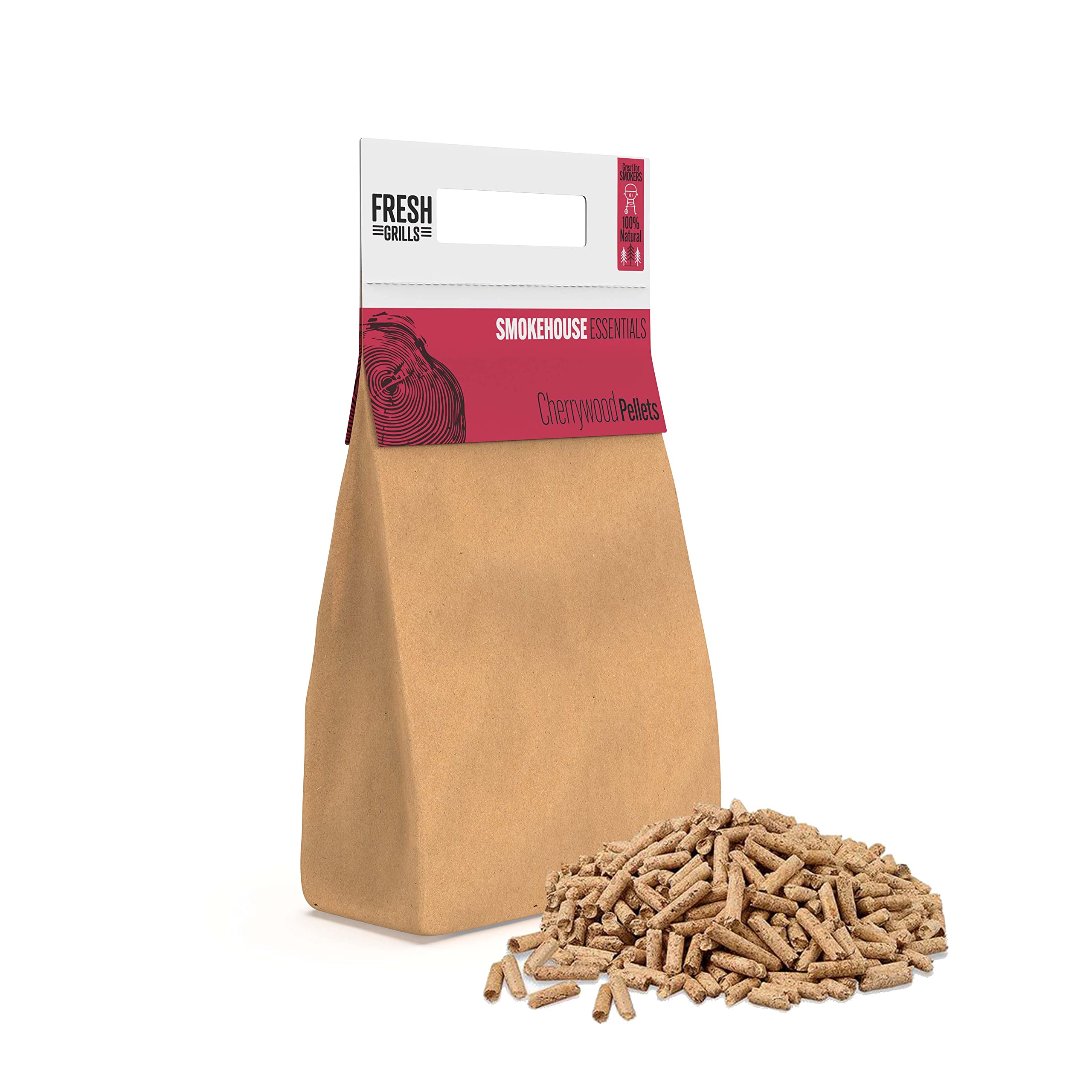 Premium Cherry wood BBQ Wood Pellets 3kg – 100% Natural Fuel for Pizza Ovens, Kamado Grills, BBQ Smokers – Strong Smoky Flavour – Low Moisture, High Heat – Eco-Friendly, Plastic-Free Packaging
