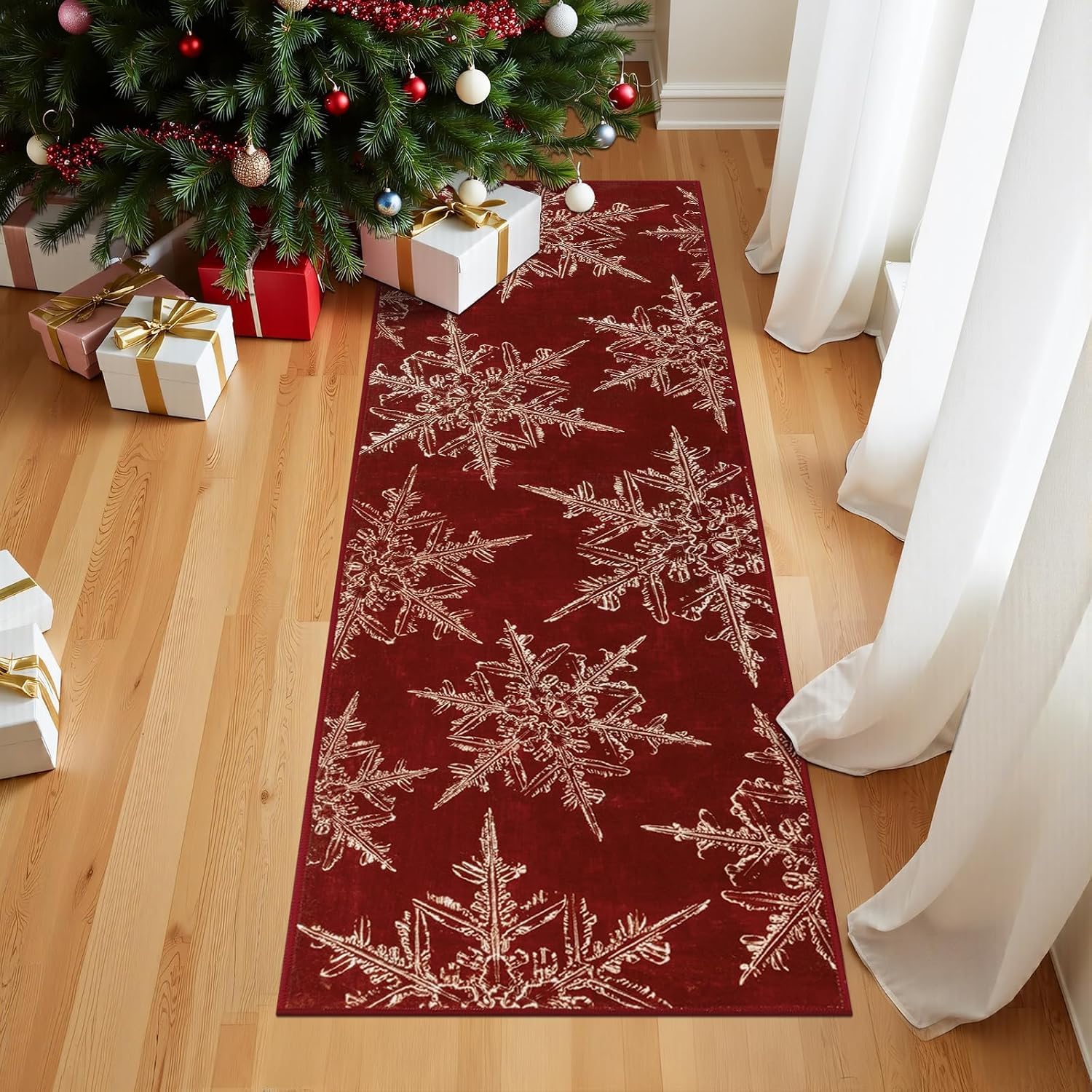 Runner Rugs,70 x 230 cm,Red White Christmas Decoration Patterns,Tappeti Decorativo Casa e Cucina Arredamento Soggiorno,