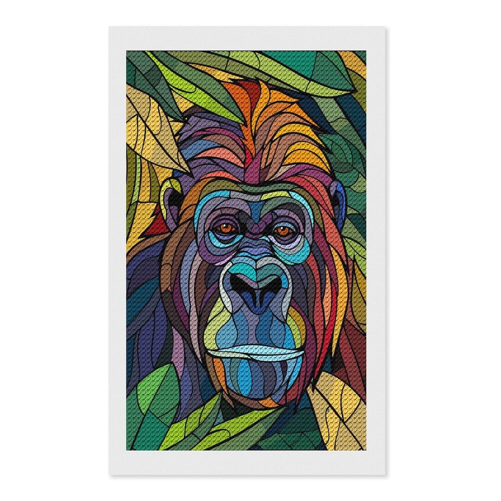 Junmoney Colorful Gorilla Portrait Diamond Painting Kit 12"x20", Easy Handmade Project, Cosy Home Accent, for Craft Lovers, Holiday Gift Idea