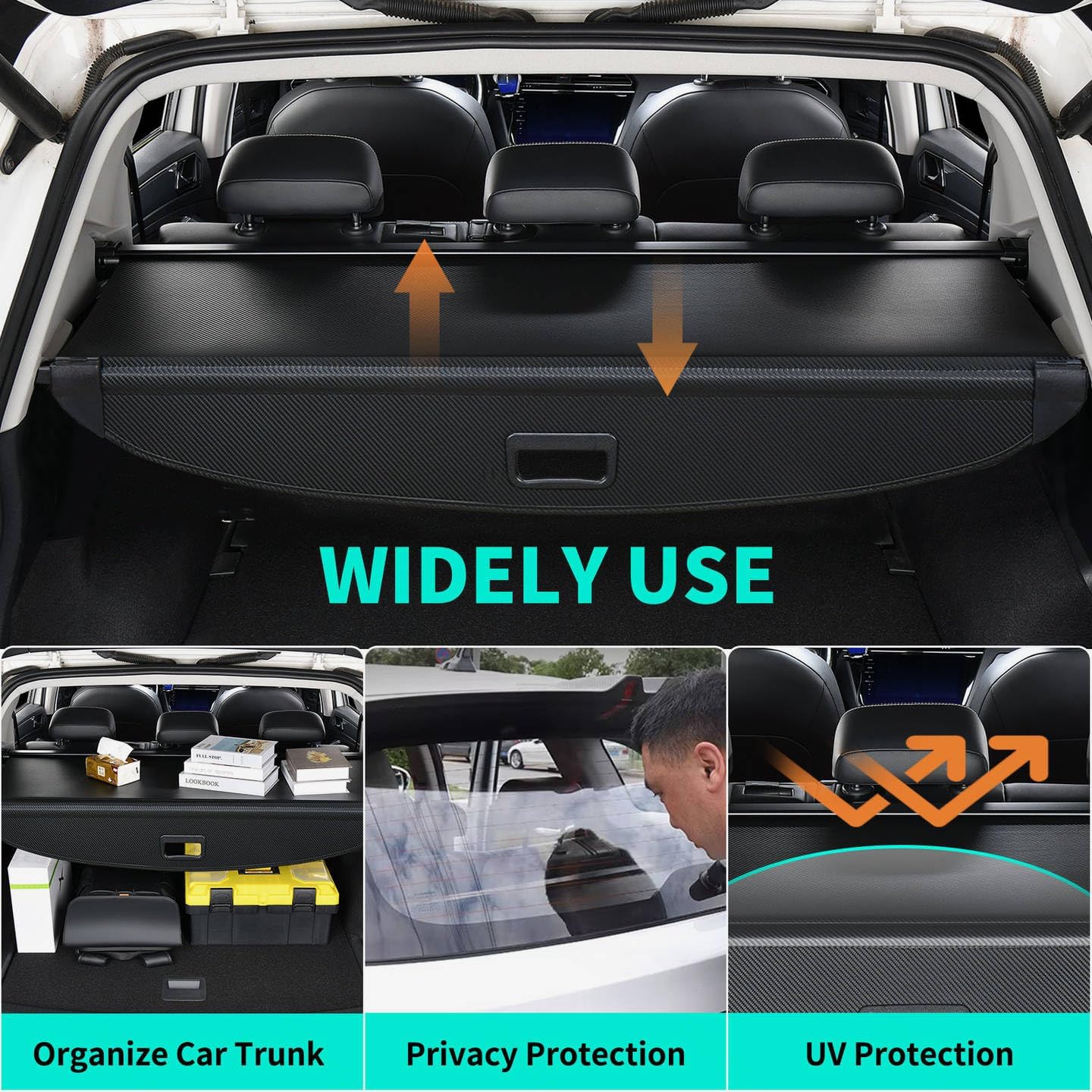 Tecoom Rear Cargo Cover Compatible with Equinox & GMC Terrain 2018-2025 Accessories, Retractable Trunk Cover Luggage Organizer Security Shielding Shade Tonneau Cover for Chevy Equinox GMC Terrain