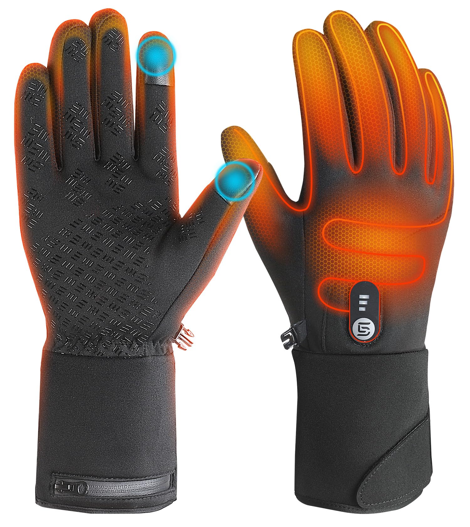 Heated Gloves for Men Women Rechargeable with 7.4V 3000mAh Battery Thin Liner Work Touchscreen Heating Glove for Cold Weather
