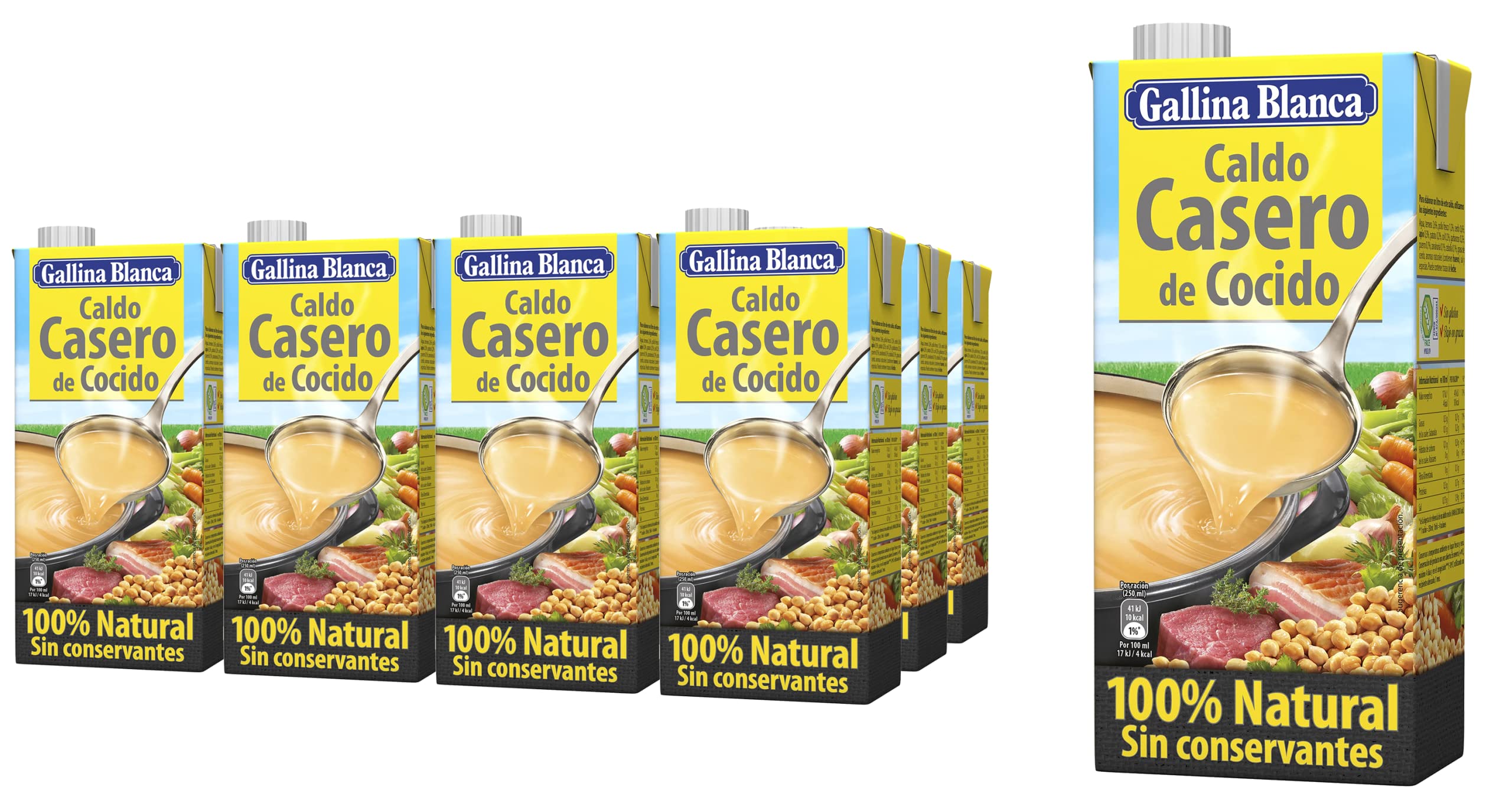 Gallina Blanca - Caldo casero de cocido - 100% Natural - Pack 12 litros