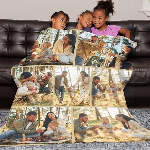 Miniatura 4 de D-Story Manta personalizada con imagen Personalizada fabricada en Estados Unidos, manta de 8 fotos Personalizada Manta Personalizada para Madres,