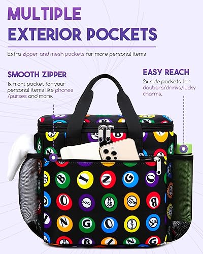 Miniatura 4 de Bolsa de bingo para Daubers Dabbers Dobbers Dotters Bolsas de bingo grandes con bolas de bingo Imprimir Casino Bingo Bolsa de juego para Bingo Set