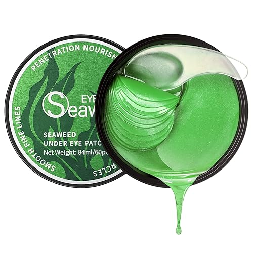 Tamoskiny Parches para debajo de los ojos, 30 pares de mascarillas de algas marinas con aminoácidos y colágeno, almohadillas para el cuidado de la