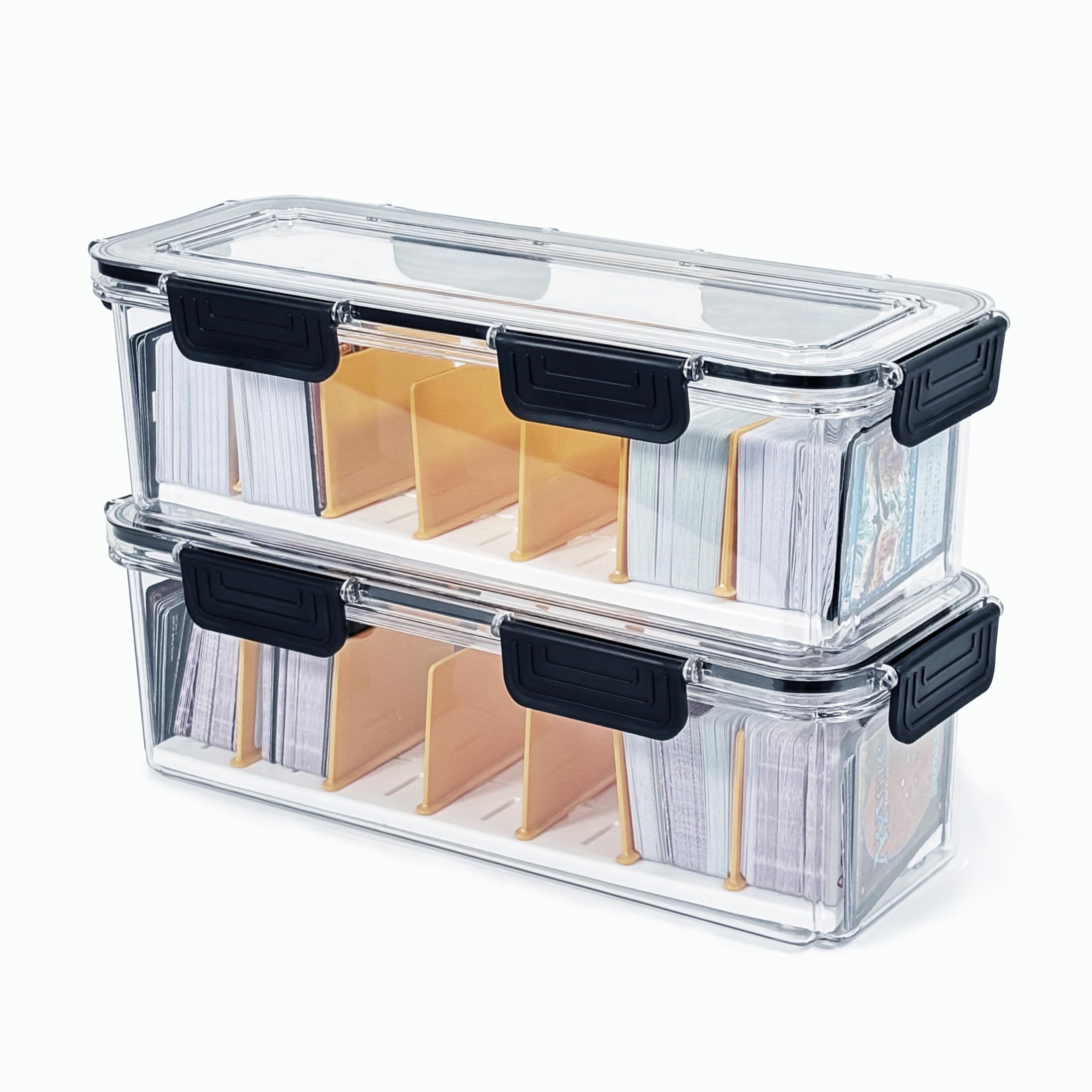 2 Pack Trading Card Storage Box,Hard Plastic Transparent Playing Card Case,Suitable for Magic Game Cards,2 Large Capacity Card Box Can Hold 1300 Cards