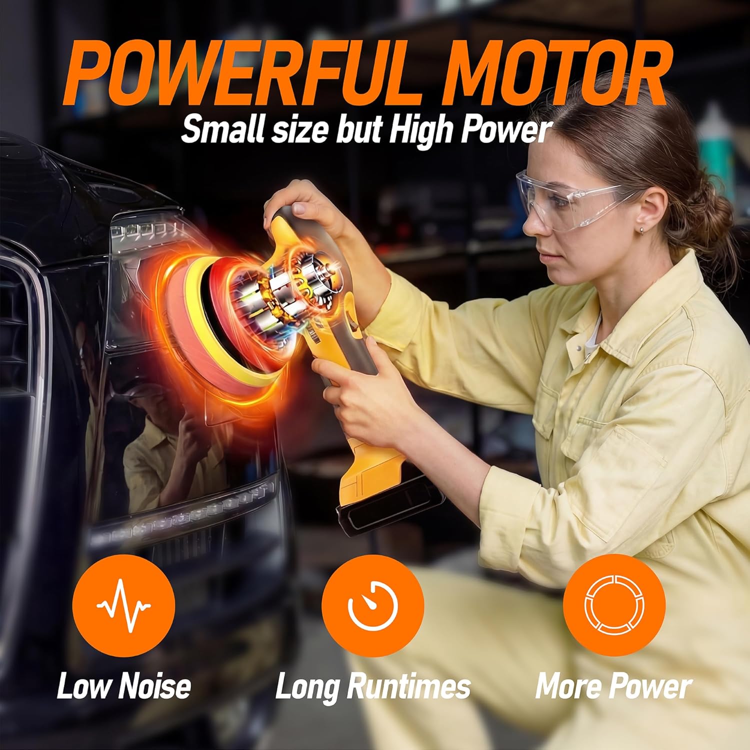 Cordless Car Buffer Polisher Compatible with Dewalt 20V MAX Battery(No Battery)6 In Car Waxer Kit with 8 mm Orbit Block & 6 Speed Control for Car Detailing, Scratch Removal and Waxing