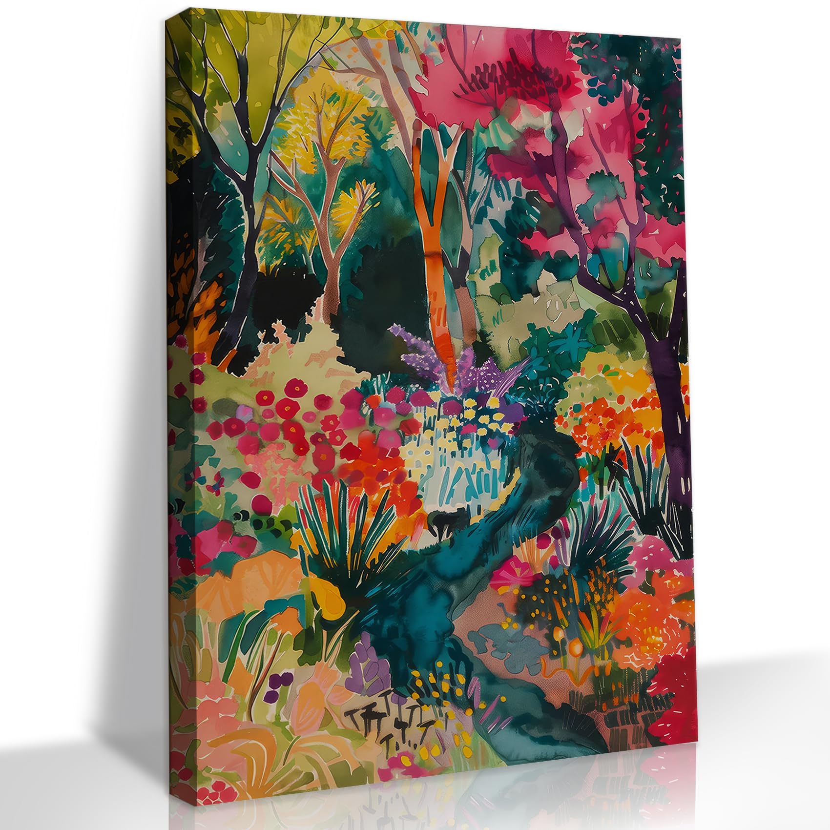 QWETTY666 Colorful Abstract Flower Wall Art Watercolor Botanical Canvas Wall Decor Vintage Aesthetic Wildflower Picture Print Abstract Nature Plant