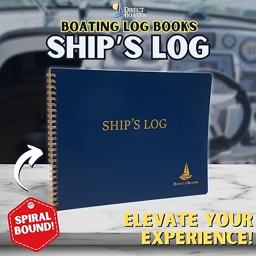 Libros de registro  Elegante diario náutico encuadernado con cubierta azul y dorada duradera (100 páginas), libro de registro de navegación ideal