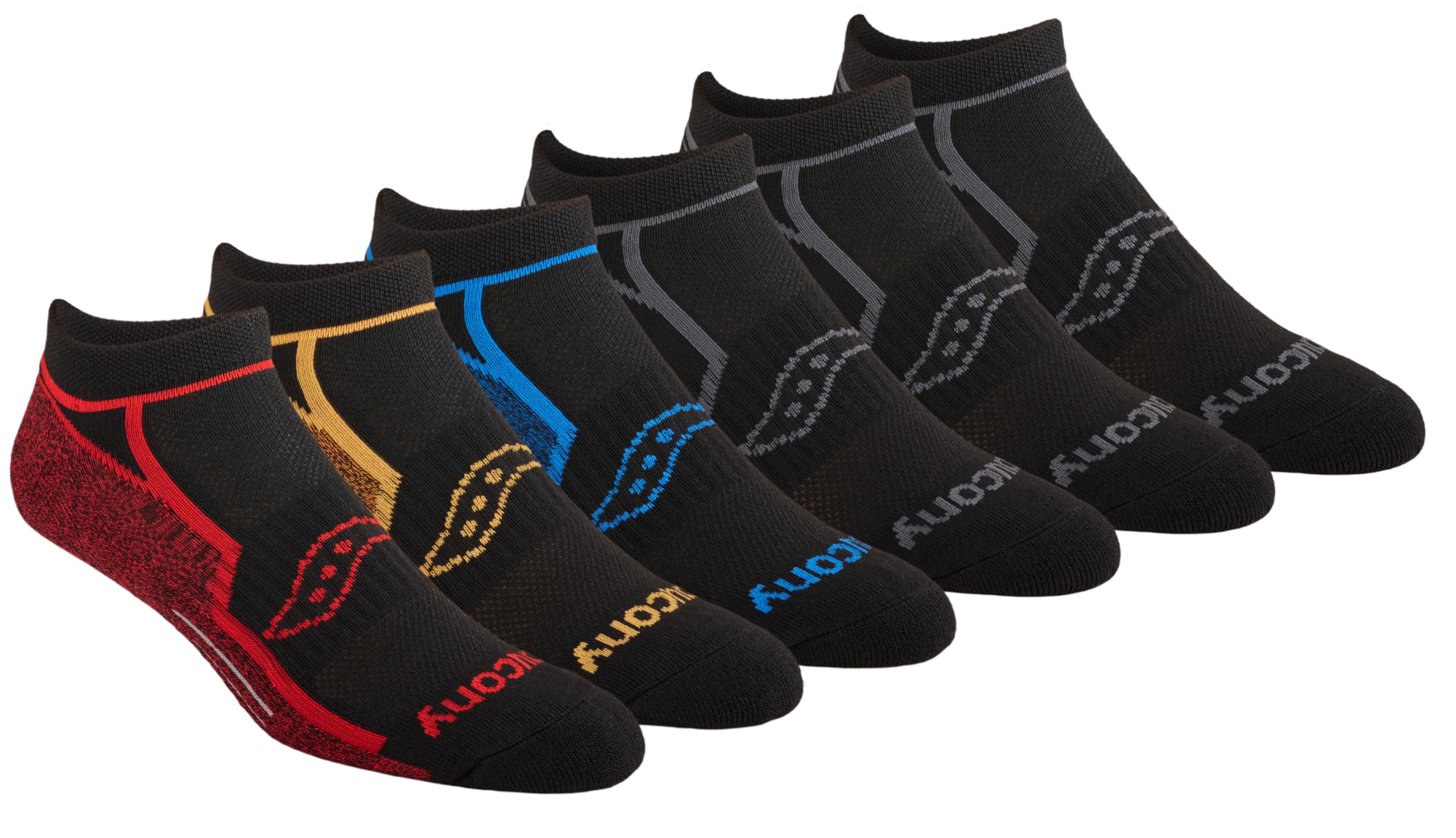 Saucony Men's Rundry Bolt Performance No-show Socks, Available in M-xxl (6, 12, 18 Pairs)