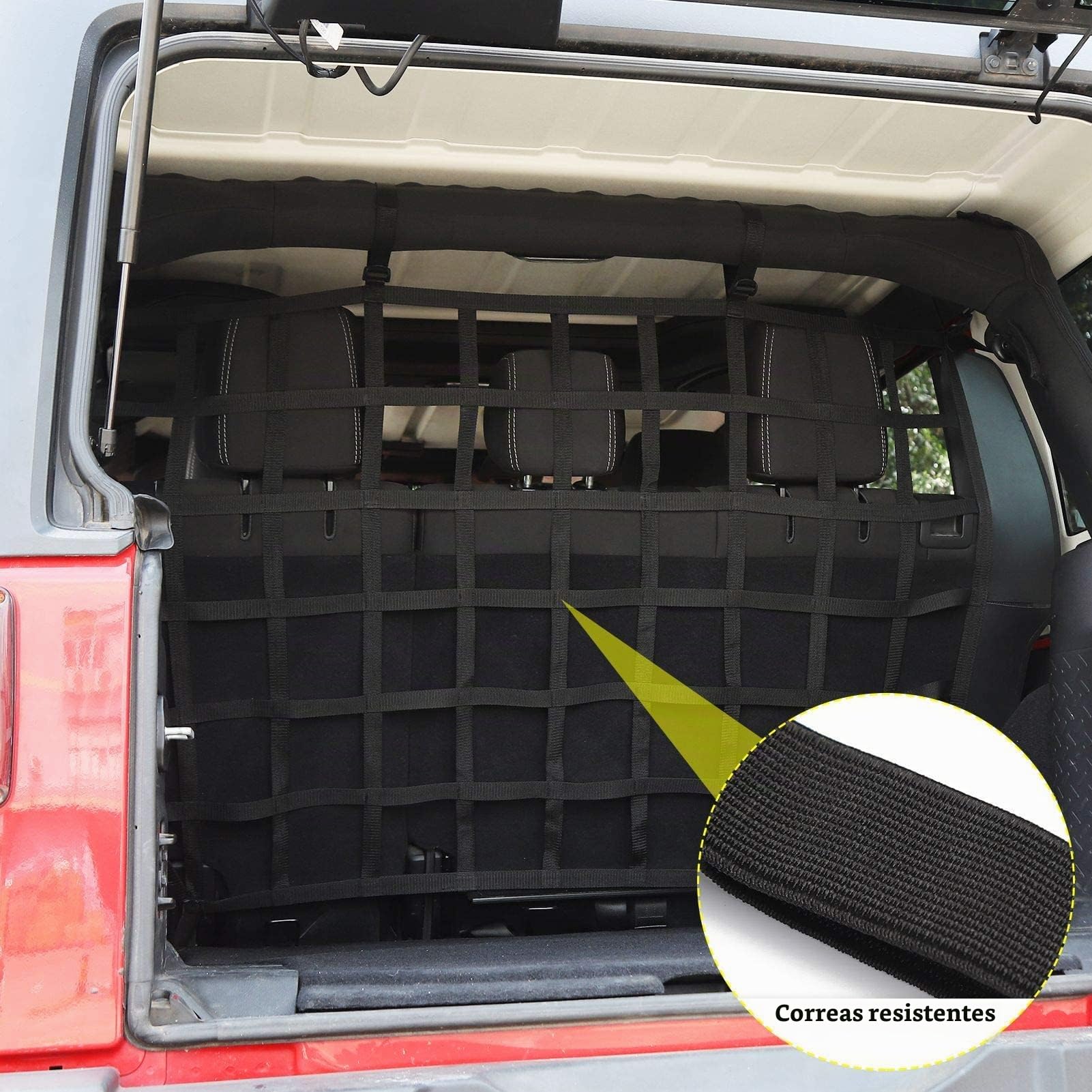 Red de Seguridad para Mascotas, Malla Protectora para Perros para Jeep Wrangler JK JL de 4 Puertas (2007-2025), Ideal para Mascotas Medianas y Grandes.
