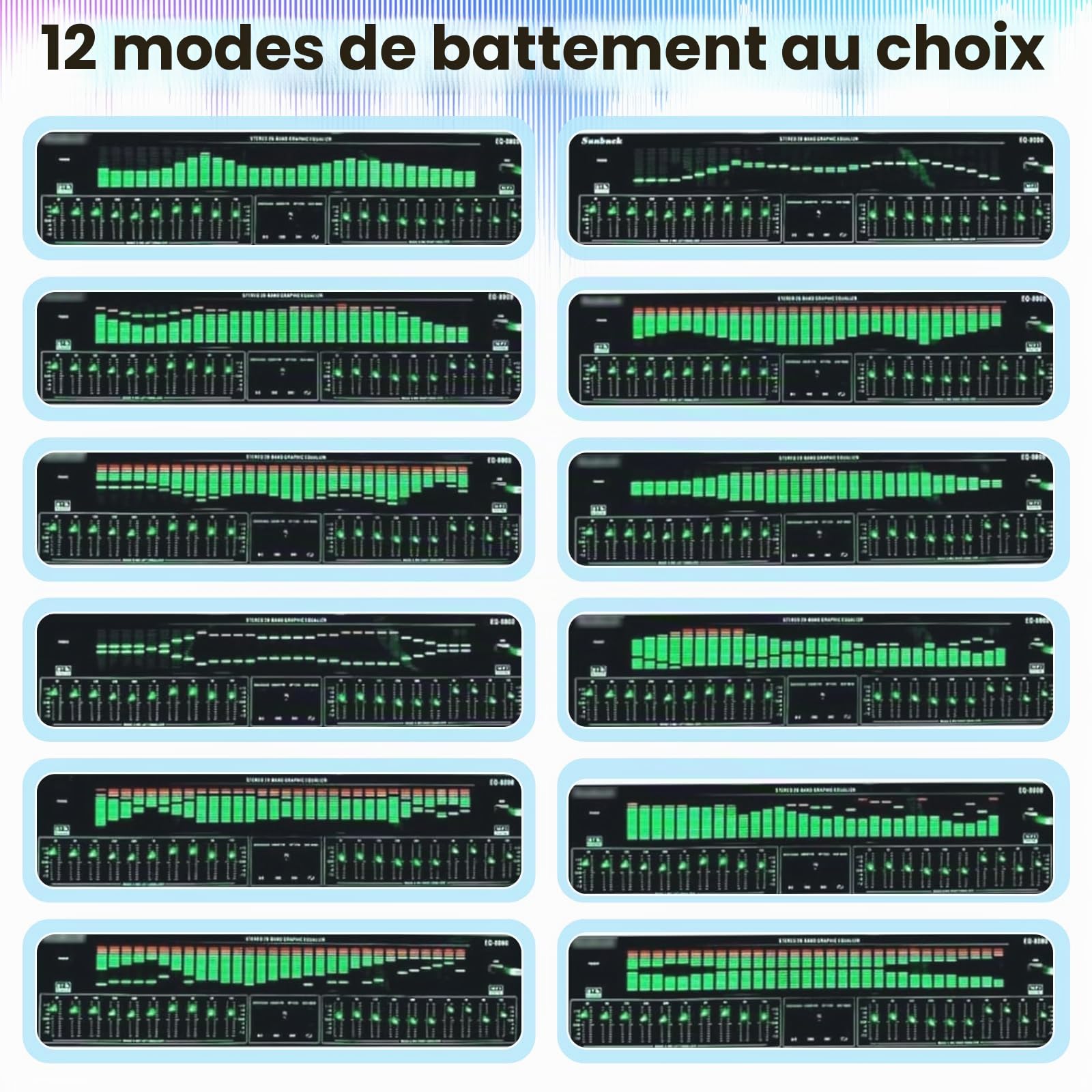 Égaliseur Numérique 31 Bandes, Visualiseur Audio avec Affichage LED Spectre | , Égaliseur Graphique Professionnel 31Canaux Dynamiques, Double Réglage Son Indépendant 10Bandes,Processeur Audio pour Studio