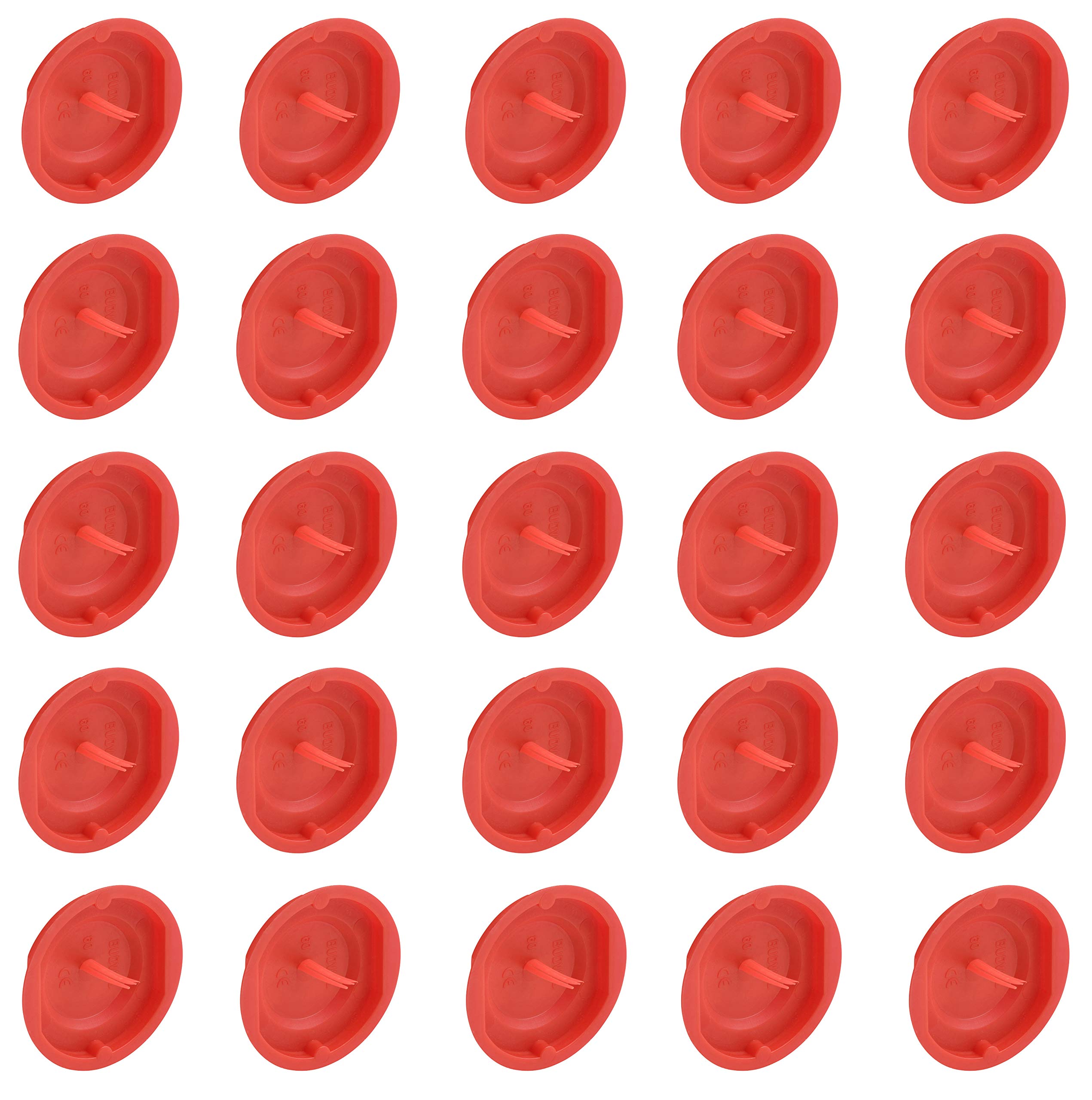 Meister Tapa de señalización, adecuada para cajas empotradas de 60 mm de diámetro, 25 unidades, color rojo de señal para una rápida localización, protección del interior de la lata