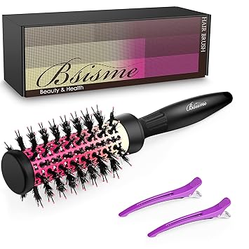 Round Brush with Boar Bristles for Women and Men?Ceramic Ionic Round Barrel Hair Brush?for Blow Drying?Salon Blowout Hair Styling for Wet or Dry Hair Curling and Straightening (1.3 Inch)