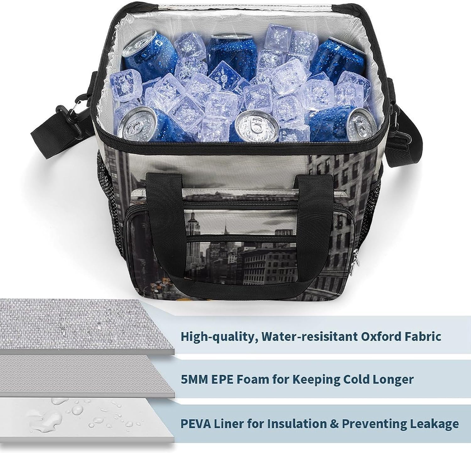 Love from New York Cooler Bags Portable Insulated Lunch Box Large Capacity Leakproof Cooler Bag Coolers Pack with Aluminum Foil Lining for Picnic Beach Hiking Camping