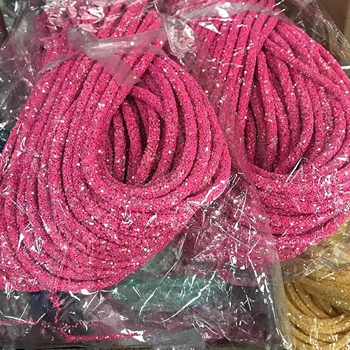 Miniatura 7 de Cuerda de lentejuelas brillantes AB de 196.85 pulgadas, tubo redondo, cordón de cristal con purpurina densa, accesorios para zapatos