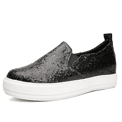 black glitter slip on