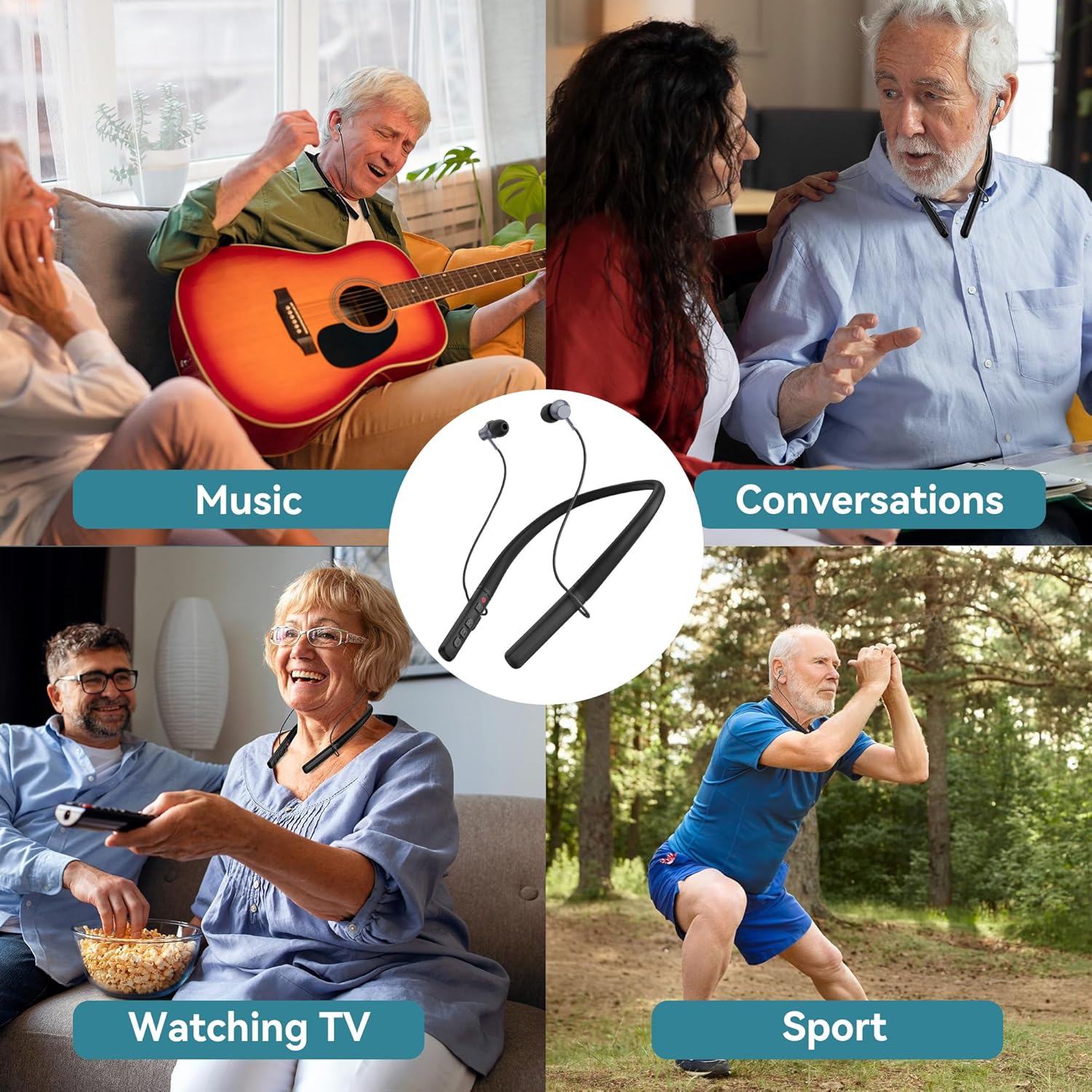 Hearing Aids, Bluetooth Hearing Aid for Seniors Adults, Neckband Rechargeable Hearing Amplifiers for Hearing Loss with Volume Control - Image 7