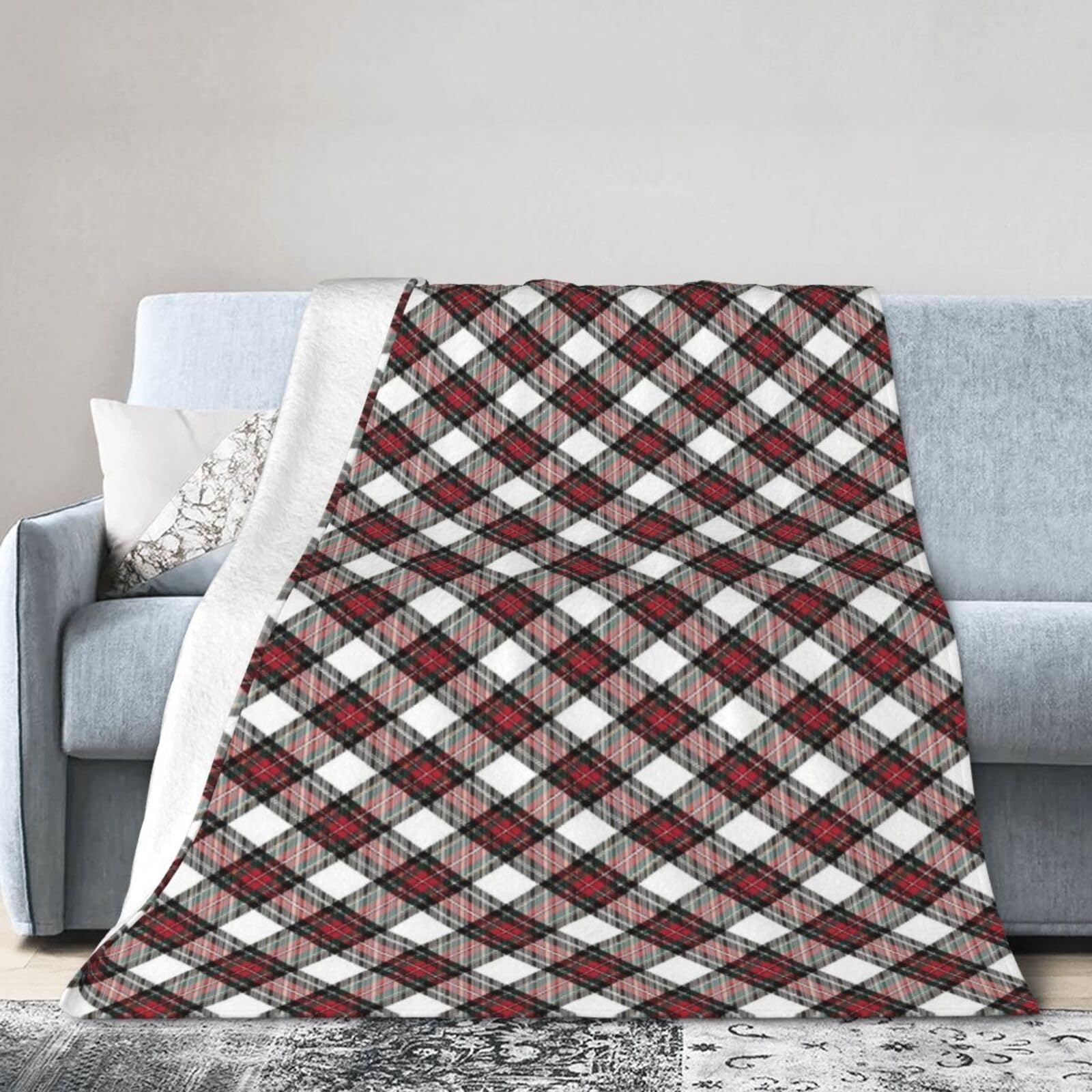 ERTDFXCV Rhombuses Diagonal Lines Plaid Blanket 60"x50"