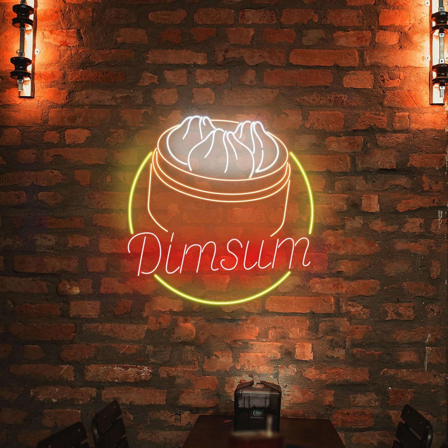 Dimsum Neon Sign 20inches Led Dim Sum Light Up Asia Food Sign Dimmable Wall Decor for Chinese Restaurant Kitchen Party Decoration Gift
