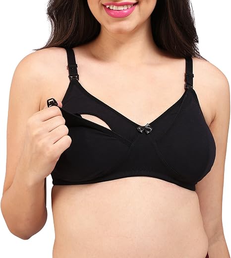 Bralux Nursing Maternity Bra |Wirefree | Non Padded | Full Coverage | Front Opening for Feeding | Super Combed Cotton Elas...