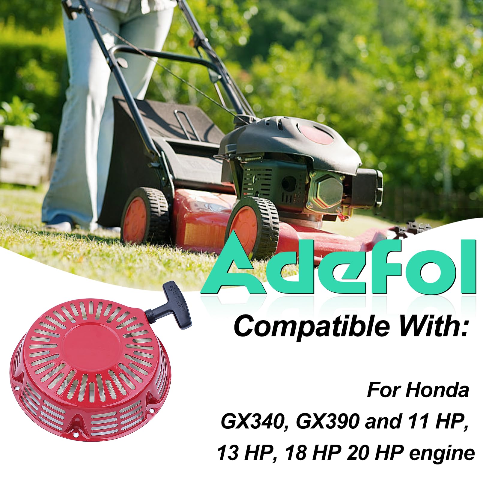 Avviamento a Strappo per Honda GX390 GX340 e 11CV 13CV 18CV 20CV Motore, ADEFOL Avviatore Manuale + Corda e Coppa di Avviamento Parti di Ricambio Durevole Recoil Starter Accessori