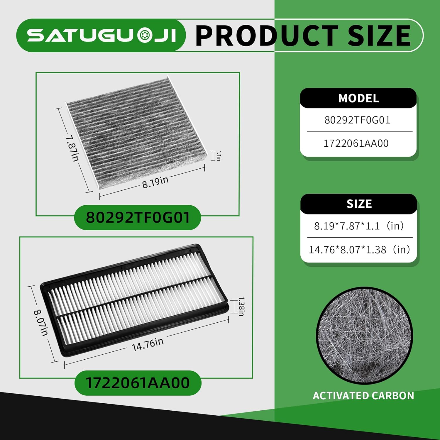 Engine & Cabin Air Filter kit Fit for Honda Pilot 2023-2025, for Acura MDX 2022-2025, Replaces 17220-61A-A00 80292-TF0-G01