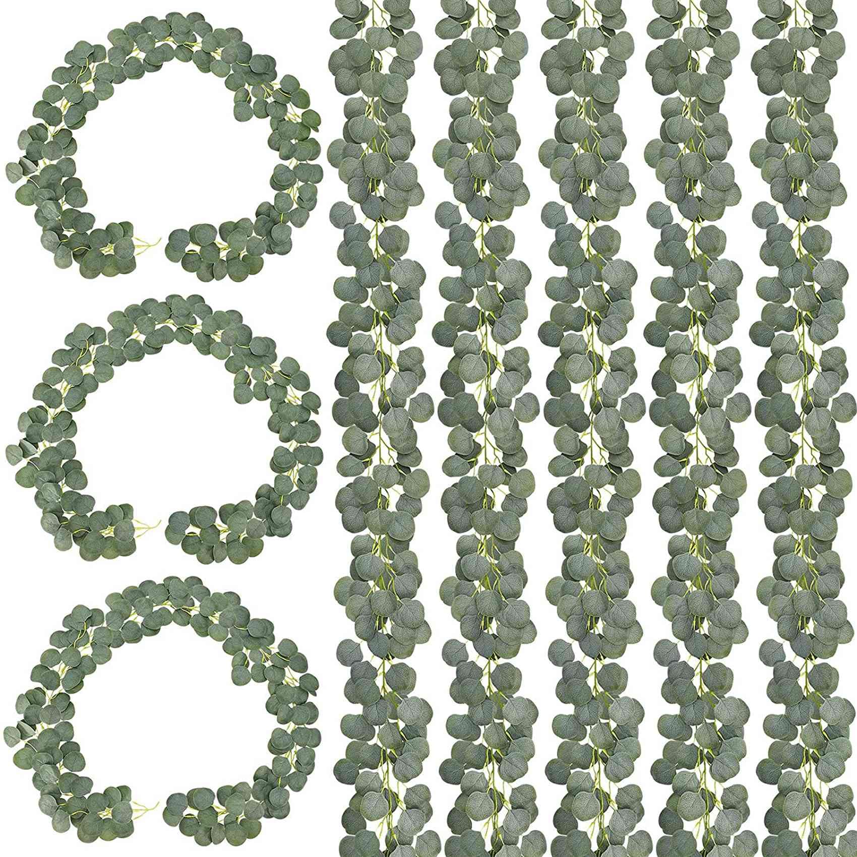 Ghirlanda di eucalipto artificiale, 8 pezzi, 12,7 m, verde e finta ghirlanda, foglie di eucalipto color