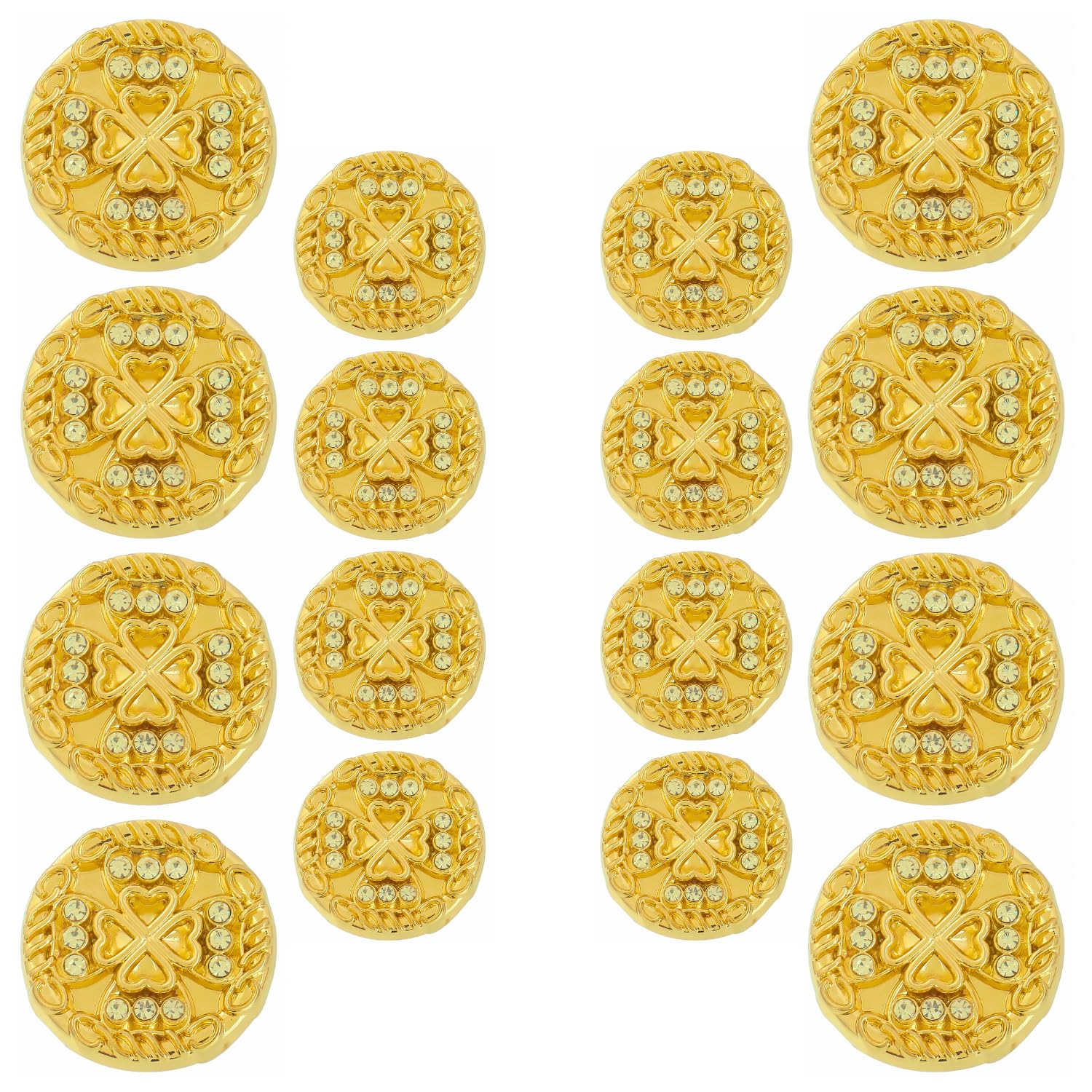 Ani Accessories Rhinestone Diamond Metal Shank Button Round Heart Accessory for Coat Bandhgalas Indo-Western Sherwani DIY (16 Pcs Button (8 Pcs Big + 8 Pcs Small), Golden Round Heart)-picture-17