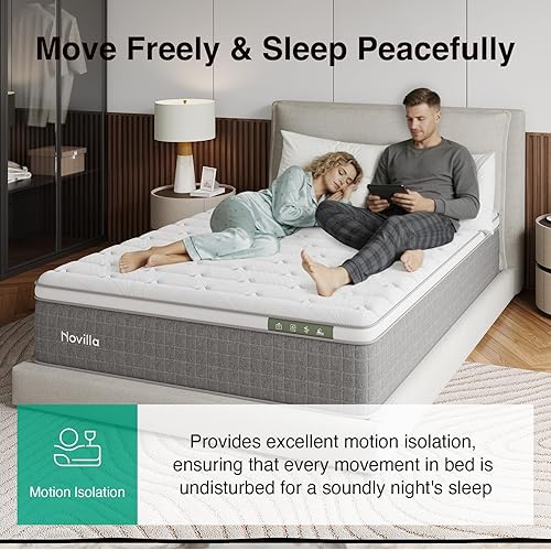 Miniatura 6 de Novilla Colchón de 14 Pulgadas Tamaño King, Colchón Híbrido Tamaño King con Cubierta de Nylon de Tacto Fresco, Espuma Viscoelástica de Gel y