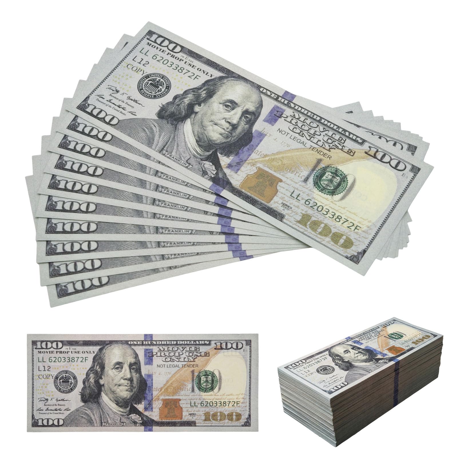 200pcs Billetes de Juego para Niños,100$ Juguete,Billetes Falsos,Tamaño Original, para Juego de Tienda,Caja Registradora Niño,Juego de rol