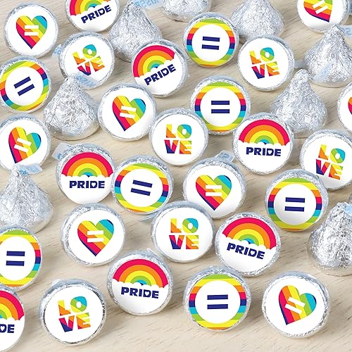 Miniatura 8 de Big Dot of Happiness Love is Love  Pride Rainbow Party - Calcomanías redondas para dulces de chocolate (1 hoja de 108)