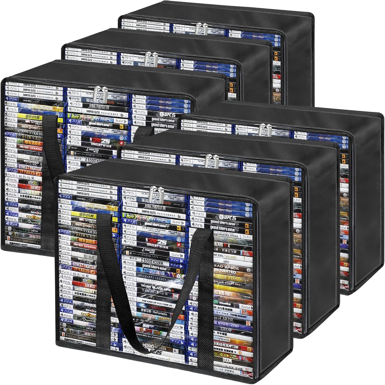DVD Blu-ray Storage Bags, 6 Pack DVD Storage Boxes Hold 420 DVD Cases (70 Each), Highly Clear Media Storage Plastic Organizers for VHS, Video Games, CDs