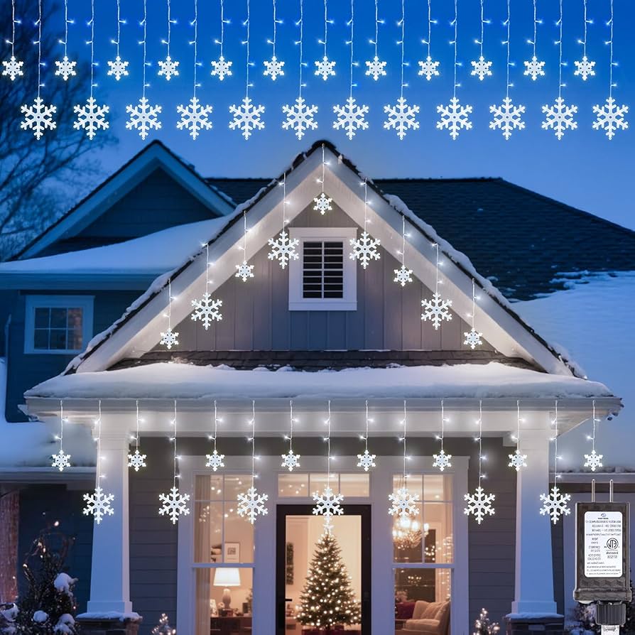 Brightown Christmas Snowflake Lights Outdoor - 13FT 192LED