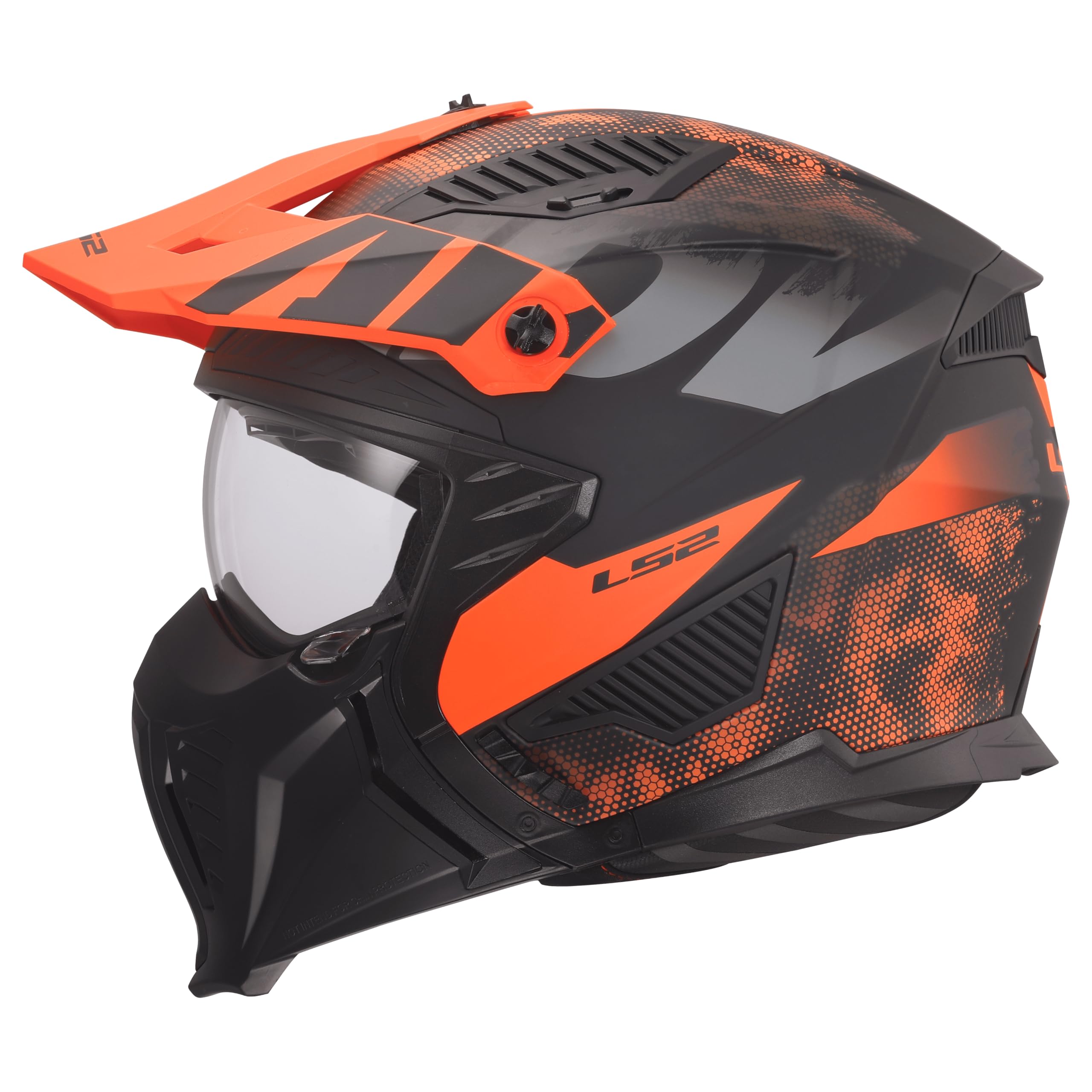 LS2, Casque Moto Modulable DRIFTER GAS Grey Orange, XXL