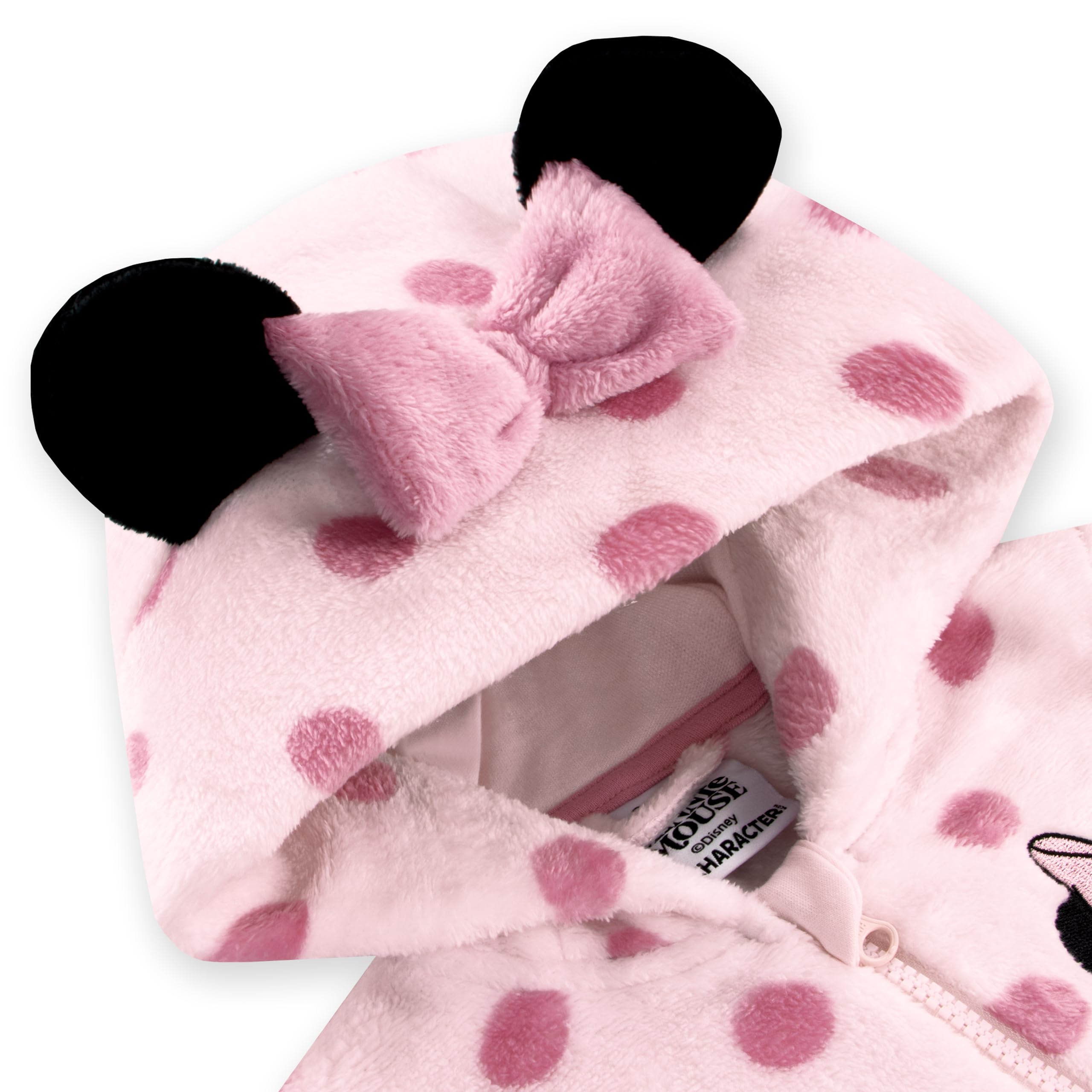 Disney Surpyjama, Surpyjama Fille Minnie Mouse, Pyjama Enfant Fille avec Oreilles 3D Et Nœud, Pyjama Combinaison Enfant en Polaire