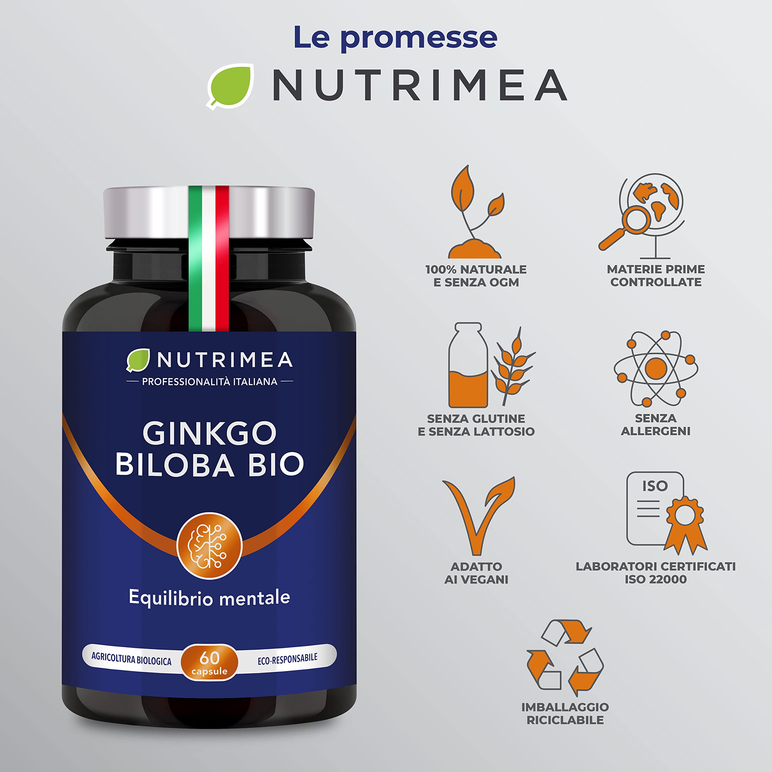 Ginkgo Biloba Biologico | Integratore per Memoria e Concentrazione | Aumenta le Prestazioni Cerebrali | Con Salvia Biologica
