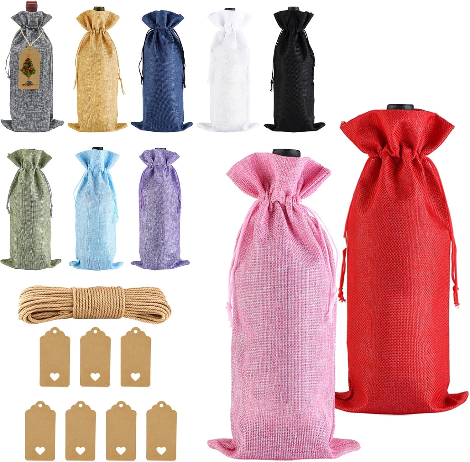 Avettcit 10 Pieces Wine Gift Bags Wine Bottle Bags Reusable Wine Gift