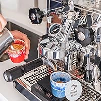 Vista 6 de Pantalla de disco de 2.008 in – 2 paquetes de pantalla de disco de espresso reutilizable con soporte de madera, pantalla de disco de acero