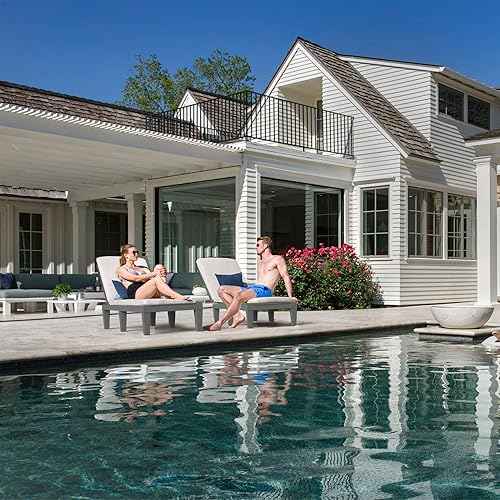 Miniatura 8 de YITAHOME Juego de 4 tumbonas para exteriores con respaldo ajustable, tumbonas resistentes para patio y piscina, fácil montaje, impermeables y