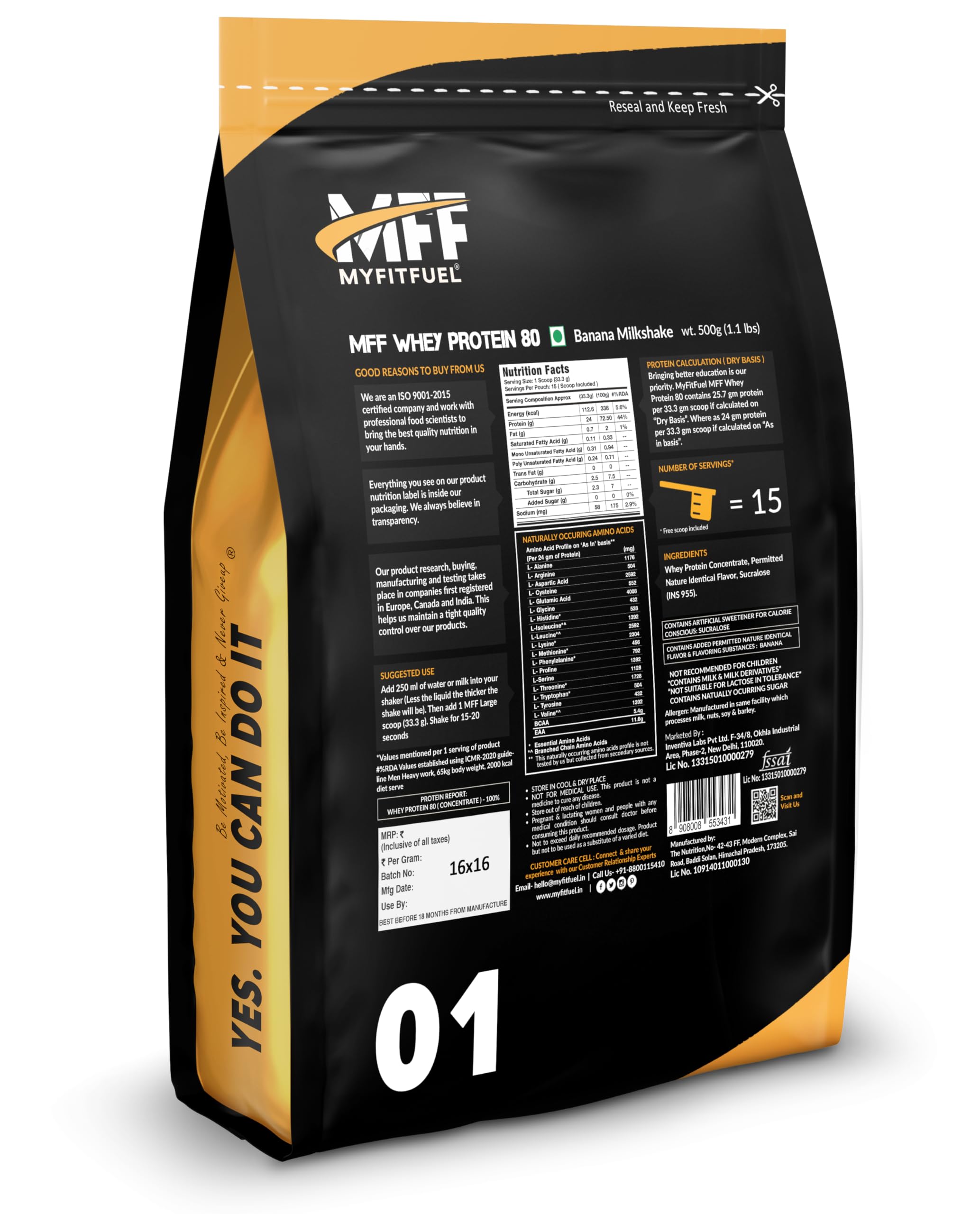 MyFitFuel MFF Whey Protein 80 | 500g, (Banana Milkshake) 15 Servings — Amazon image 7