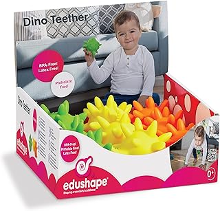 Edushape Dinosaurs Teethers Set, 9 Pieces - Teething Set for Healthy Gums - Soothe Teething Itch, Quality Teething Balls - Fit for Any Age