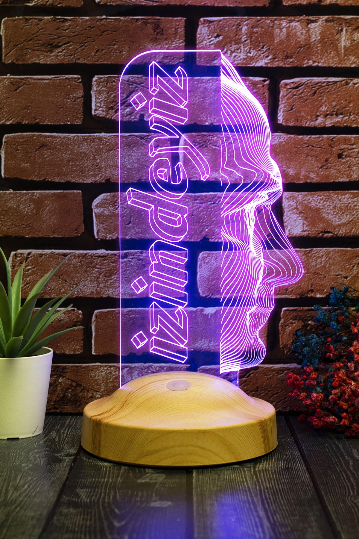Atatürk Temalı Hediyelik Ürünler Atatürk İzindeyiz Gecelambası 3D Led Lamba, Atam İzindeyiz Sloganı, Ofis ve İşyeri Hediyesi