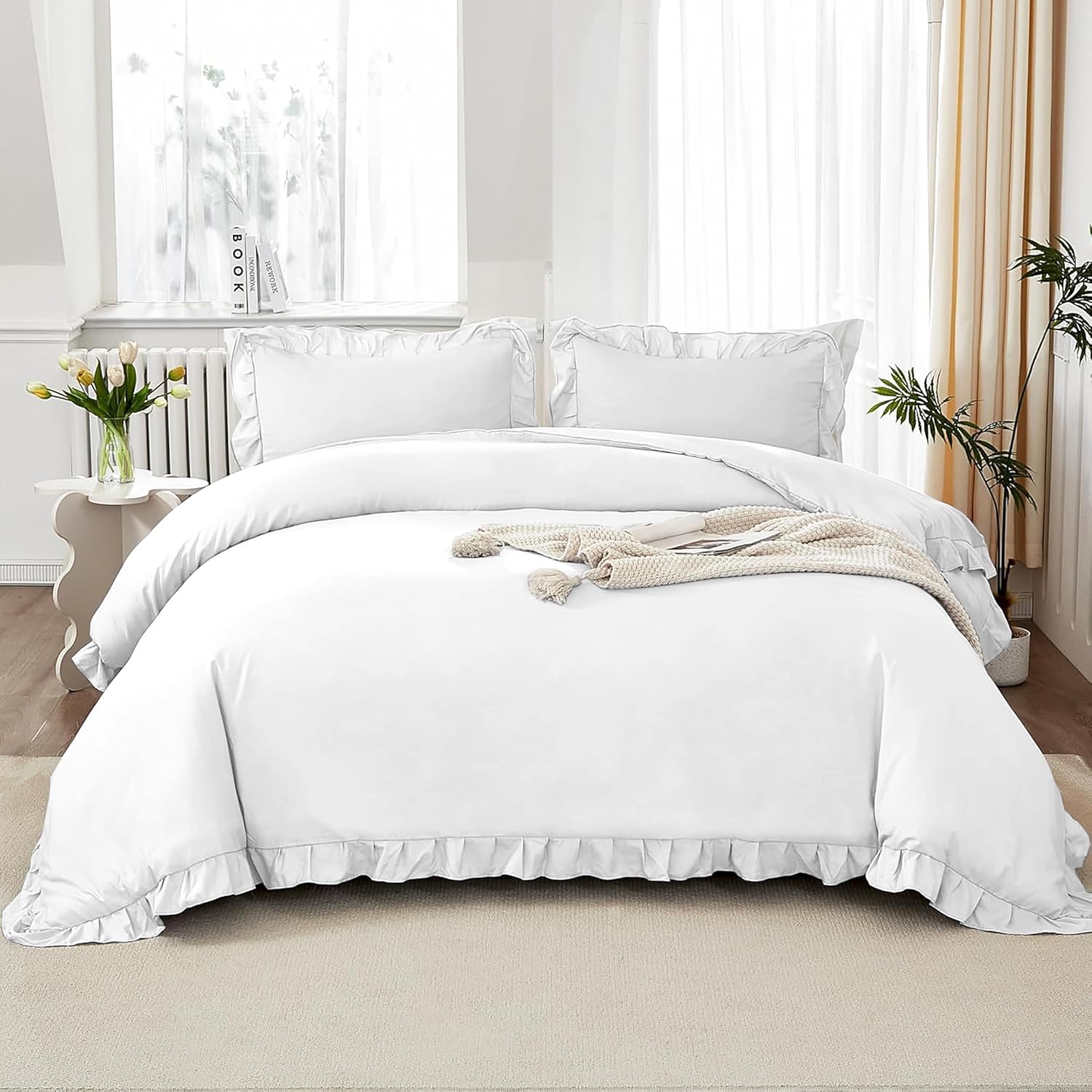 Luxerious Ruffle Duvet Cover Set Oversized King 120"x98