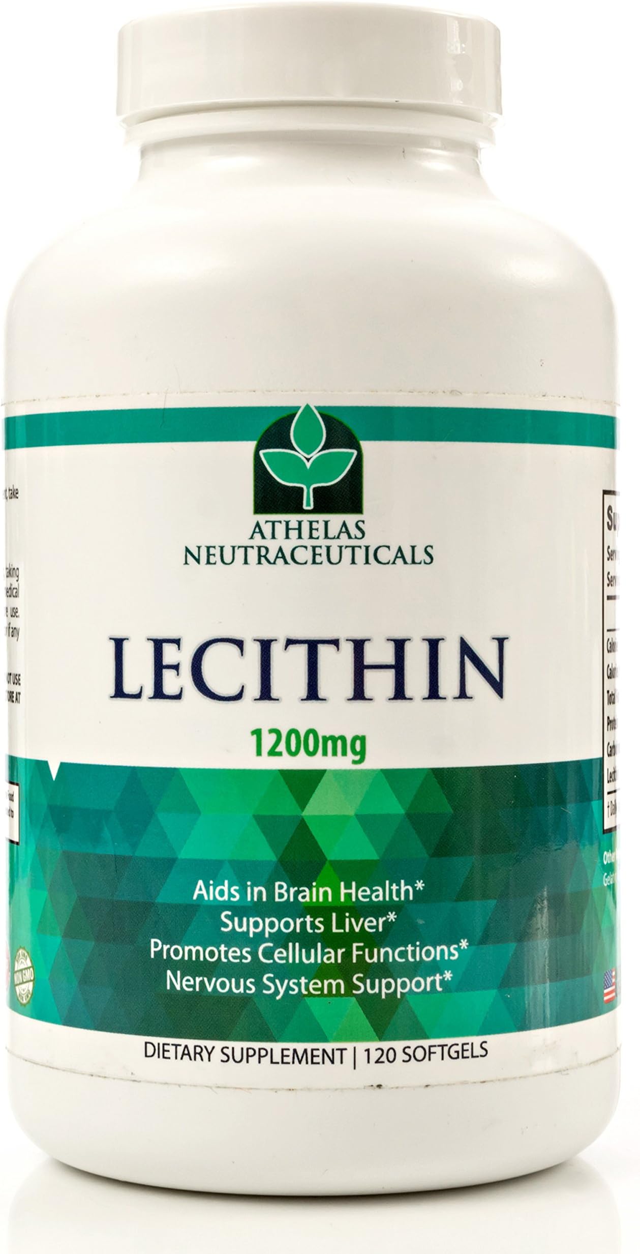 Lecithin 1200mg - Non GMO - Pure and Fresh, No Additives or Fillers - Brain, Liver, and Cellular Function Support - Soy Lecithin Capsules
