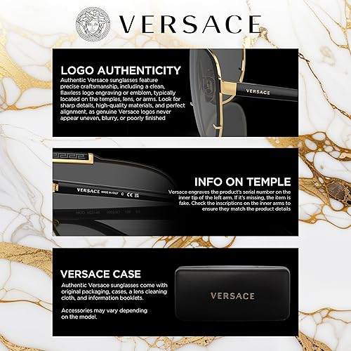 Miniatura 6 de Versace VE2257 Gafas de sol de forma rectangular con kit de gafas de lujo eSHADES, Oro Gris Oscuro 2.362 in