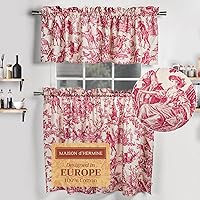 Vista 48 de Maison d' Hermine Juego de cortinas de cocina para ventanas 100% algodón Juego de cenefas de cocina para el hogar [2 niveles (71 cm x 91 cm) y 1