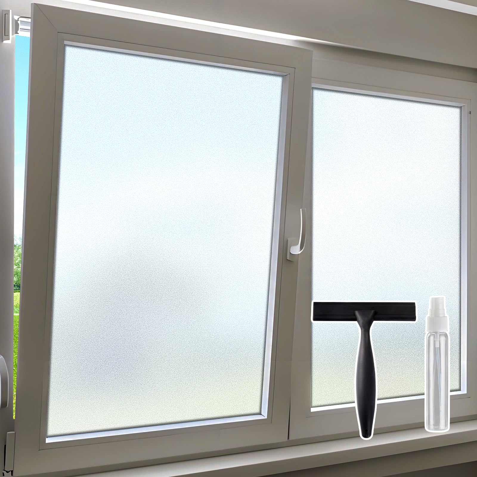Beautysaid Window Film Privacy For Glass Windows Matt 45x200 cm, Frosted Opaque Obscure Stickers Anti Glare Uv Static Cling Vinyl Covering Stick on Bathroom Kitchen House Office — image 1